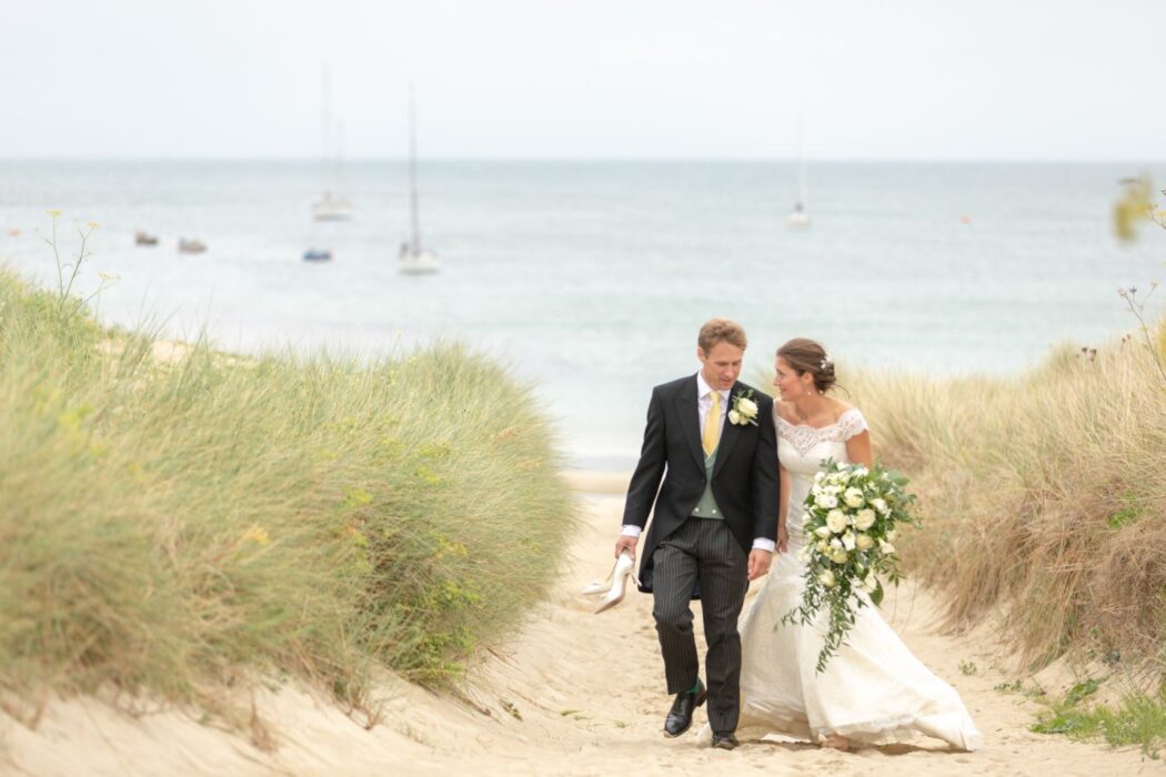 bride grooms beach walk channel islands destination wedding photographer