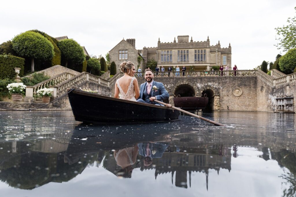 bride grooms rowing boat euridge manor chippenham wiltshire oxfordshire wedding photographer