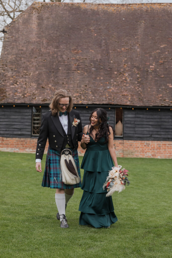 05 bride groom stroll lains barn grounds ardington oxfordshire wedding photographers