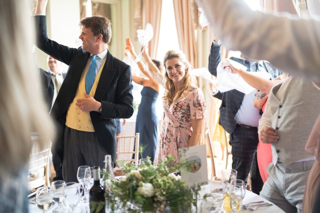 122 waving guests greet bride groom prestwold hall reception loughborough oxford wedding photographer
