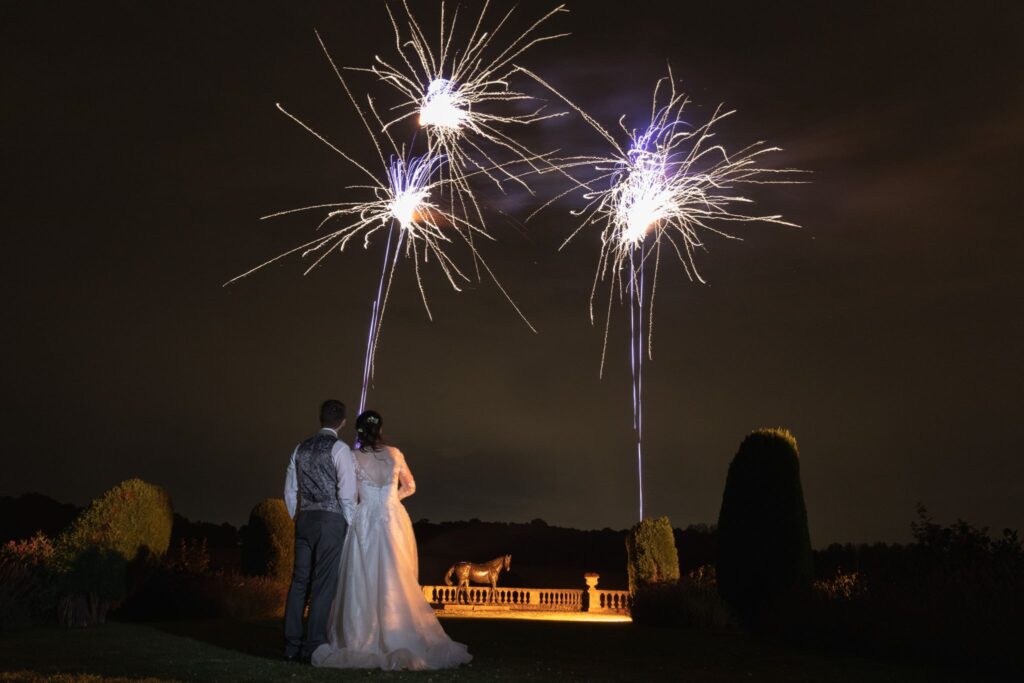 146 bride groom watch fireworks display prestwold hall leicestershire oxford wedding photographer