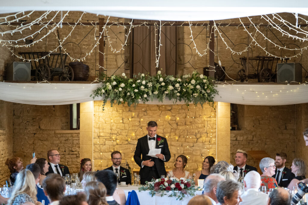 19 grooms speech the great tythe barn reception tetbury gloucestershire oxford wedding photographer