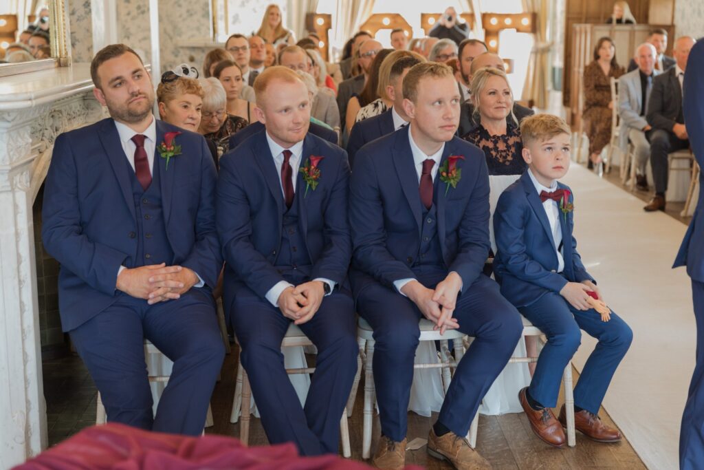 047 grooms party watches ceremony rushpool hall saltburn north yorkshire oxfordshire wedding photography